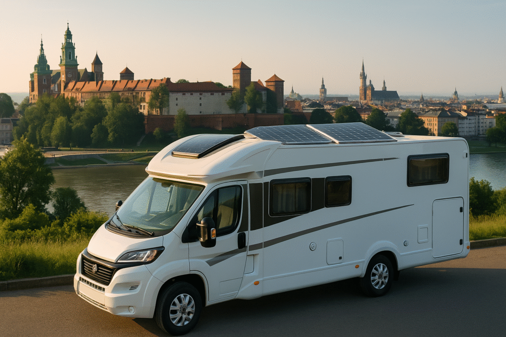 Kamper VIRTUO na tle Wawelu w Krakowie – start wyprawy po Europie